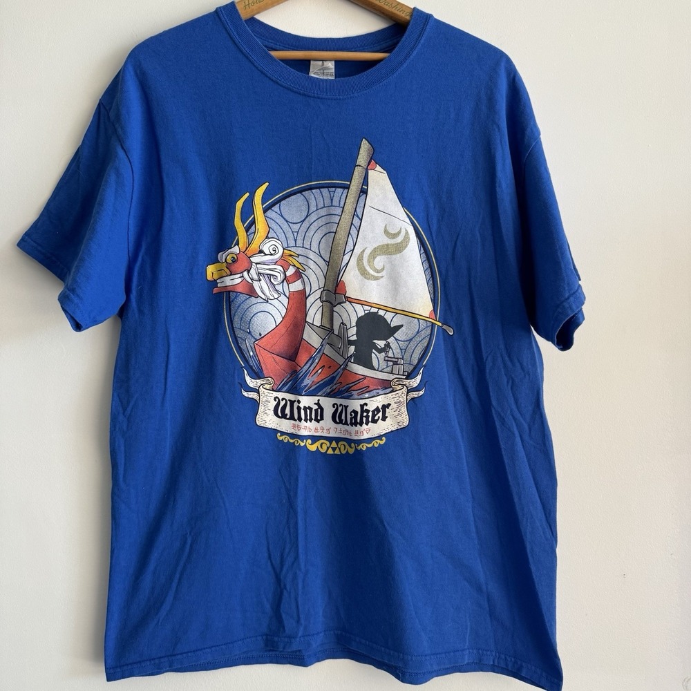 ZELDA : Windwaker T-shirt Men's Size Large Blue Arcade Block Exclusive
